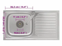 Fregadero de camping individual con grifo de acero inoxidable Plateado Hot