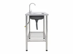 Fregadero de camping individual con grifo de acero inoxidable Plateado Best