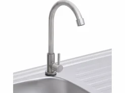 Fregadero de camping individual con grifo de acero inoxidable Plateado Best
