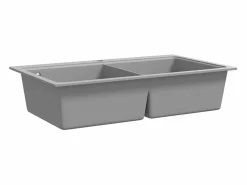 Fregadero de cocina bajo encimera de granito blanco y con doble cubeta Gris New