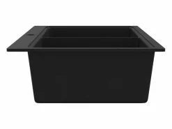 Fregadero de cocina bajo encimera de granito de dos cubetas Negro Best