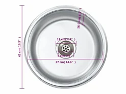 Fregadero de cocina con colador y sifón de acero inoxidable Plateado Outlet