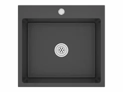 Fregadero de cocina de acero inoxidable hecho a mano Negro