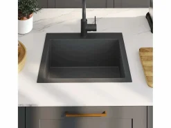 Fregadero de cocina de acero inoxidable hecho a mano Negro