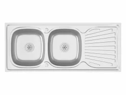 Fregadero de cocina de dos senos de 1200x500x155 mm de acero inoxidable^ Online