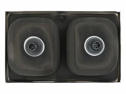 Fregadero de cocina de doble seno de acero inoxidable de 800x500x155 mm.^ New