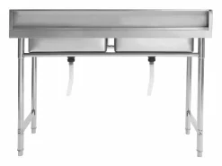 Fregadero de cocina de doble seno de acero inoxidable Plateado Sale
