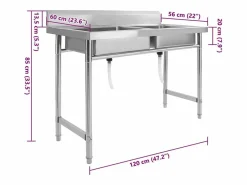 Fregadero de cocina de doble seno de acero inoxidable Plateado Sale