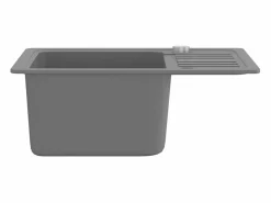 Fregadero de cocina de granito de un solo tazón Gris Discount