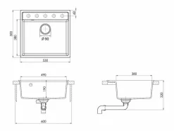 Fregadero de cocina de granito con orificio de rebose^ New