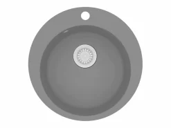 Fregadero de cocina de granito de un seno redondo Gris Outlet