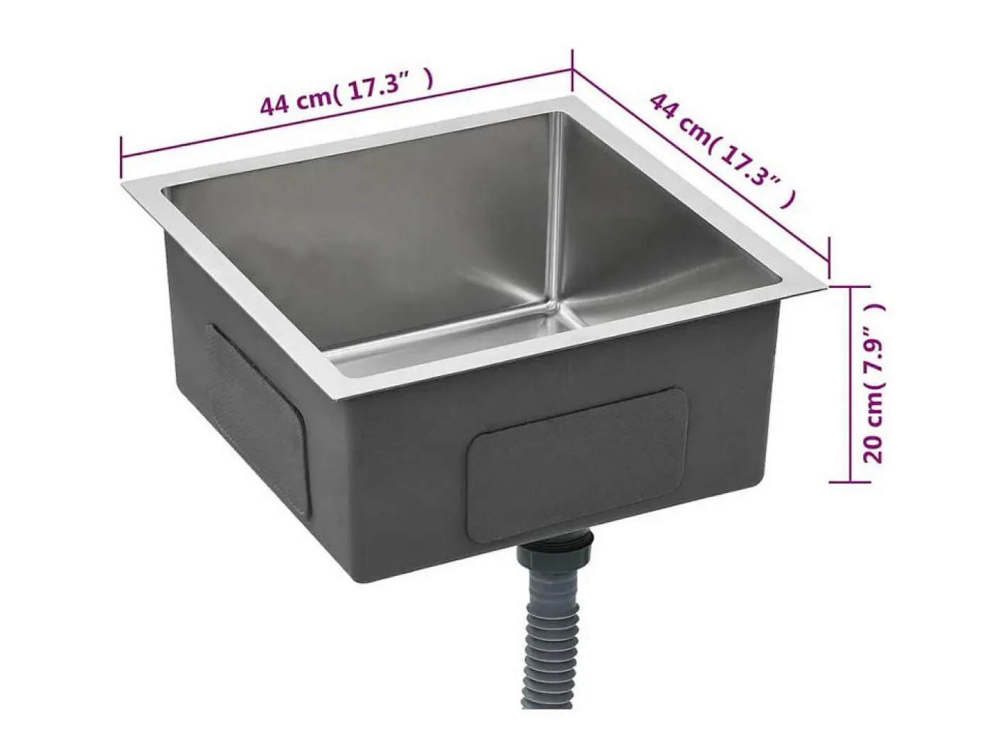 Fregadero de cocina hecho a mano de acero inoxidable Plateado Discount