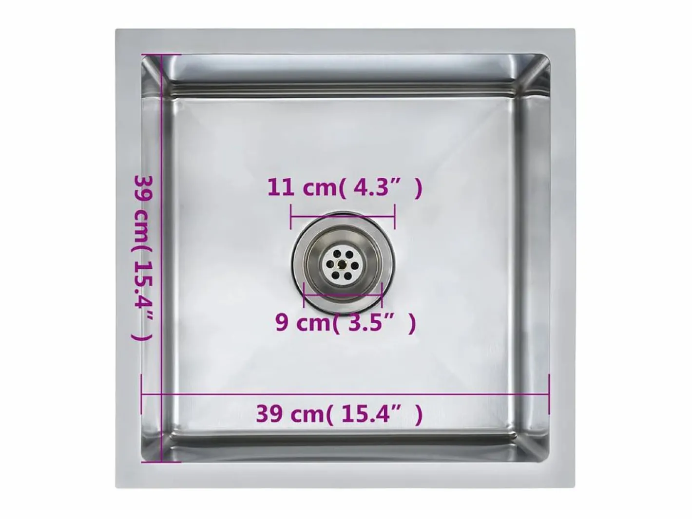 Fregadero de cocina hecho a mano de acero inoxidable Plateado Discount