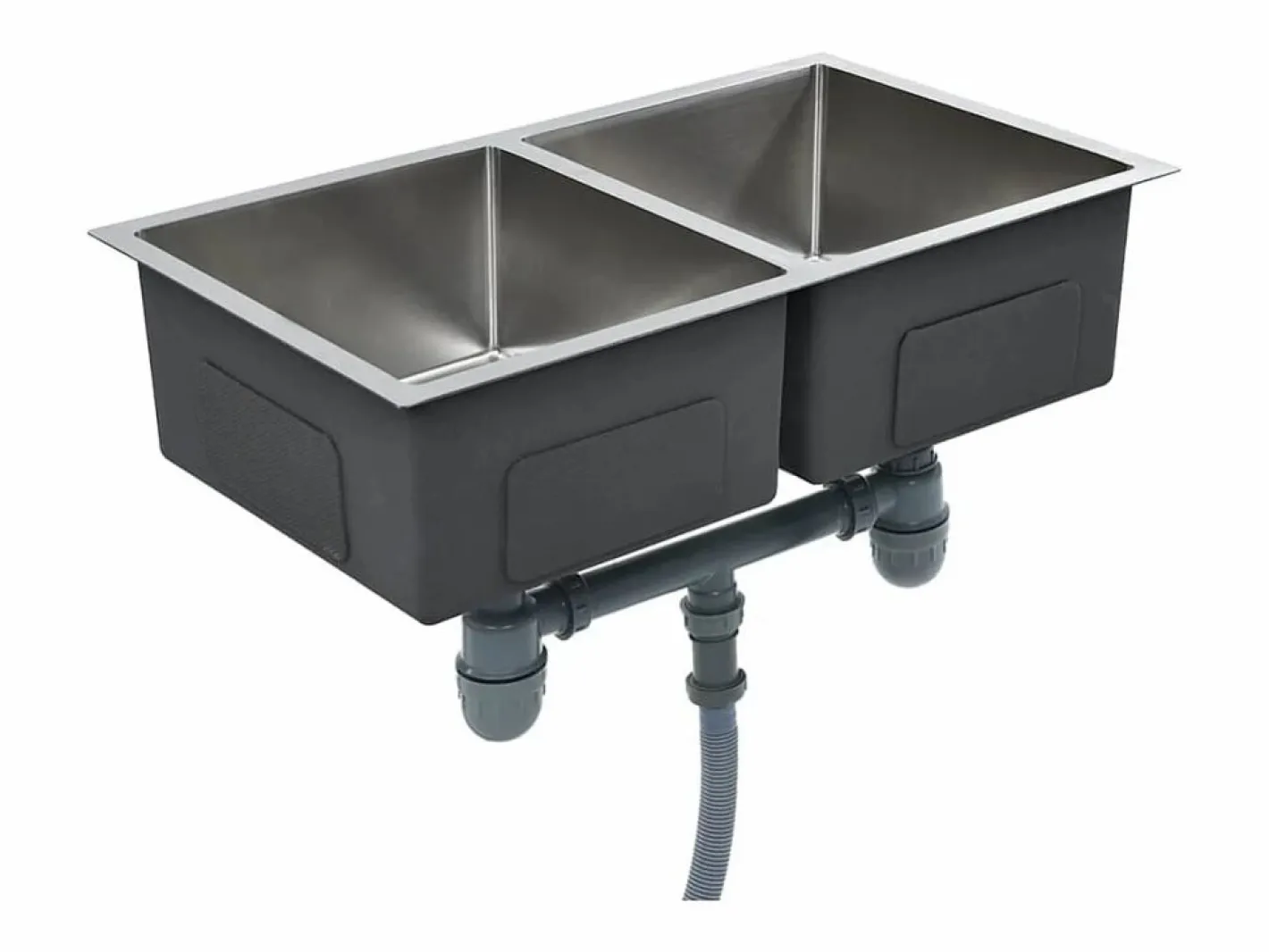 Fregadero de cocina hecho a mano de acero inoxidable Plateado Outlet