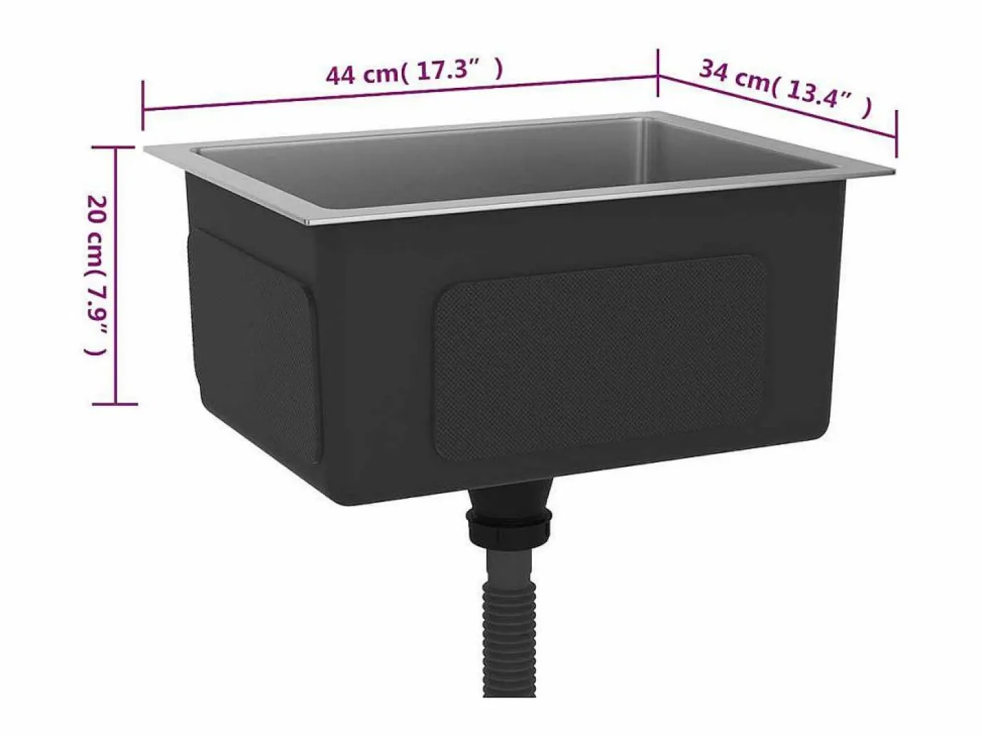 Fregadero de cocina hecho a mano de acero inoxidable Plateado Outlet