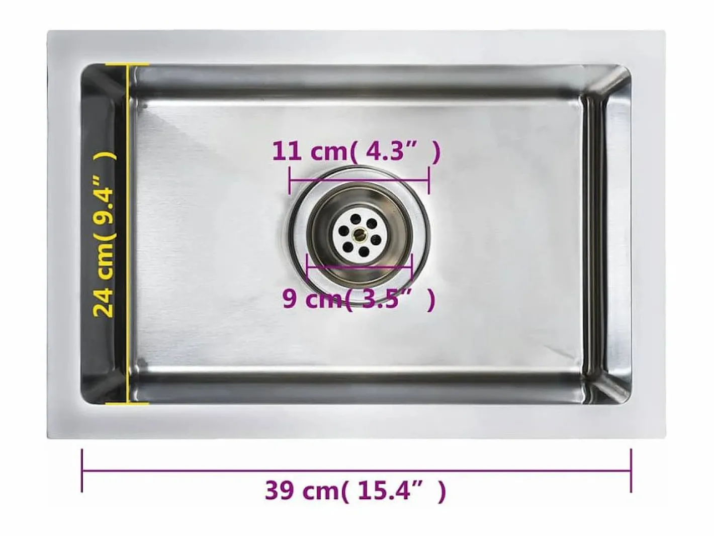 Fregadero de cocina hecho a mano de acero inoxidable Plateado Hot