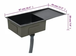 Fregadero de cocina hecho a mano de acero inoxidable Negro Hot