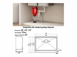 Fregadero de Cocina SucceBuy Estilo Rústico, de Acero Inoxidable 304, de un Solo Seno, 76 x 56 x 23 Cm^ Sale