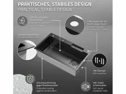 ML-DESIGN Fregadero|Fregadero de cocina 80x46 cm lavabo rectangular antracita acero con accesorios