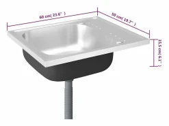Fregadero de cocina y escurridor 600x500x155 mm acero inoxidable^ Sale