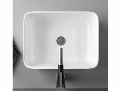 DripeX Fregadero rectangular moderno en cerámica, lavabo de baño, bandeja de lavado , 400x300x135 mm Blanco