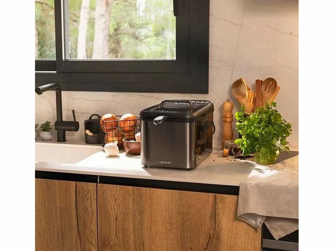 Freidora Cecotec Cleanfry Luxury 4000 Dark 3270W 4,2L inox Gris Outlet