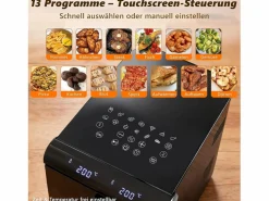 NETTLIFE Pequeño Electrodoméstico|Freidora de aire de 2 compartimentos y 11 L, 13 en 1, doble zona apilada, 2800 W, pantalla táctil, temporizador, cestas aptas para lavavajillas