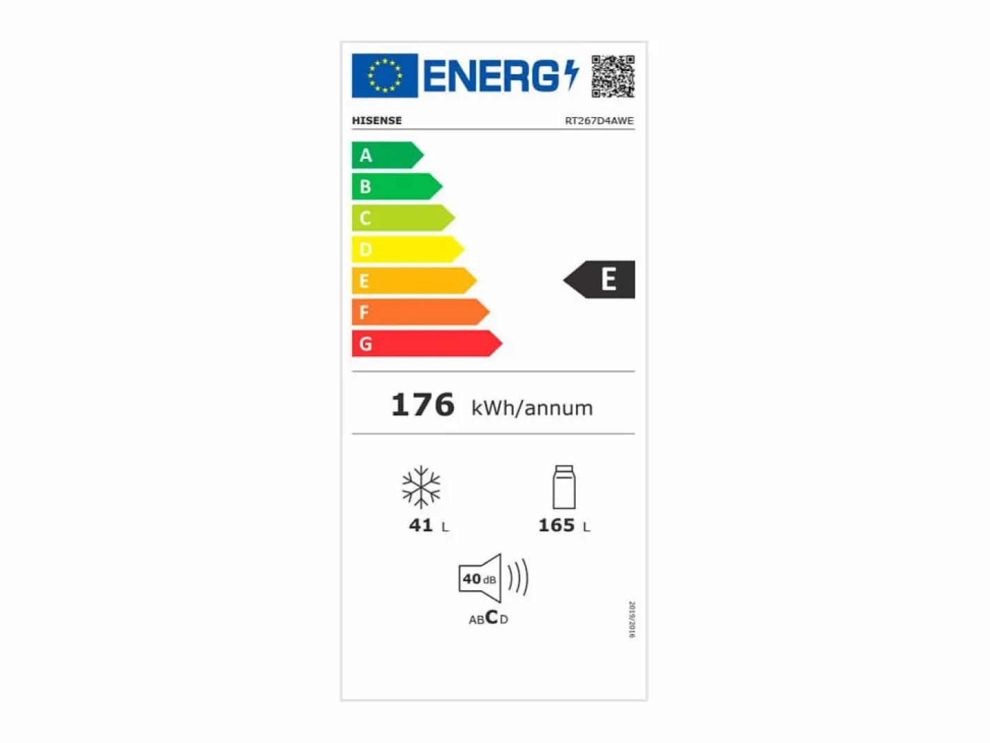Hisense Electrodomésticos De Frío|Frigorífico de 2 puertas RT267D4AWE Cycle Defrost 206L E 143,4 cm