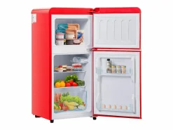 Hauss Spole Frigorífico de 60L con 2 puertas e iluminación LED - Consumo energético 102 kWh/año - Rojo New