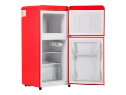 Hauss Spole Frigorífico de 60L con 2 puertas e iluminación LED - Consumo energético 102 kWh/año - Rojo New