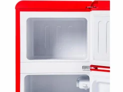 Hauss Spole Frigorífico de 60L con 2 puertas e iluminación LED - Consumo energético 102 kWh/año - Rojo New