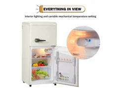 Frigorífico de 60L con 2 puertas e iluminación LED - Consumo energético 102 kWh/año - crema^Hauss Spole Hot