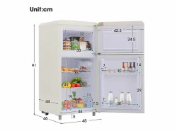 Hauss Spole Electrodomésticos De Frío|Frigorífico estilo retro de 72L con 2 puertas e iluminación LED - Congelador de 21L -