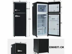 Hauss Spole Frigorífico retro de 92L con 2 puertas e iluminación LED - -27°C a 13°C - Negro New