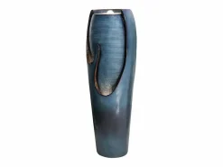 Fuente Agua|Fuente de agua de pared de cristal y poliresina, diseño elegante, color turquesa, para uso interior y exterior (29x34,5x98cm)