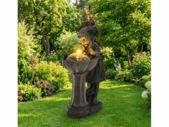 Merax Fuente de exterior con figura de niña para jardín/terraza/balcón/césped - 42 x 30 x 65,5 cm - con LED - Resina - Bronce Best
