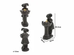 Merax Fuente de exterior con figura de niña para jardín/terraza/balcón/césped - 42 x 30 x 65,5 cm - con LED - Resina - Bronce Best