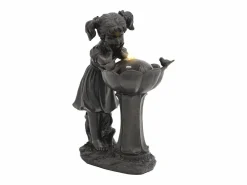 Merax Fuente de exterior con figura de niña para jardín/terraza/balcón/césped - 42 x 30 x 65,5 cm - con LED - Resina - Bronce Best