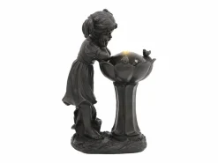 Merax Fuente de exterior con figura de niña para jardín/terraza/balcón/césped - 42 x 30 x 65,5 cm - con LED - Resina - Bronce Best
