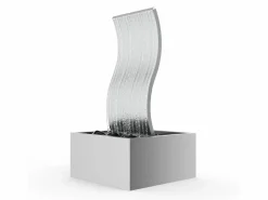 Fuente de exterior con forma de ola en acero inoxidable, An. 60 x Alt. 110 cm, , ONDARA^MYLIA New