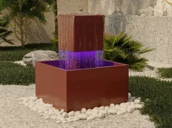 MYLIA Fuente Agua|Decoración De Jardín|Fuente de exterior de acero inoxidable y cristal - Alt. 65 cm - - CARDINA