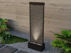 Fuente de exterior de acero inoxidable y vidrio con LEDs, Altura 120 cm, , BULBIE^OZAIA New