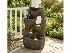 Merax Fuente Agua|Fuente de exterior para jardín/terraza/balcón/césped - 25,5 x 19 x 47 cm - con LED - Resina -