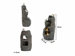Merax Fuente Agua|Fuente de exterior para jardín/terraza/balcón/césped - 25,5 x 19 x 47 cm - con LED - Resina -