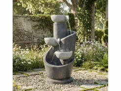 Fuente de jardín para jardín y patio - 25 x 24 x 50 cm - con LED + bomba de agua - Resina -^Merax Online