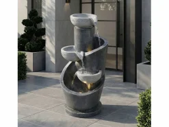 Fuente de jardín para jardín y patio - 25 x 24 x 50 cm - con LED + bomba de agua - Resina -^Merax Online