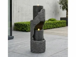 Merax Fuente de jardín para jardín y patio - 34,5 x 34,5 x 100,5 cm - con LED + bomba de agua - Resina - Gris New