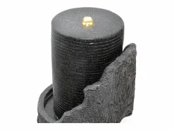 Merax Fuente de jardín para jardín y patio - 34,5 x 34,5 x 100,5 cm - con LED + bomba de agua - Resina - Gris New