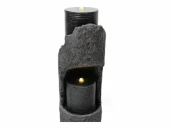 Merax Fuente de jardín para jardín y patio - 34,5 x 34,5 x 100,5 cm - con LED + bomba de agua - Resina - Gris New