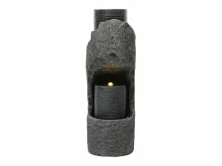 Merax Fuente de jardín para jardín y patio - 34,5 x 34,5 x 100,5 cm - con LED + bomba de agua - Resina - Gris New